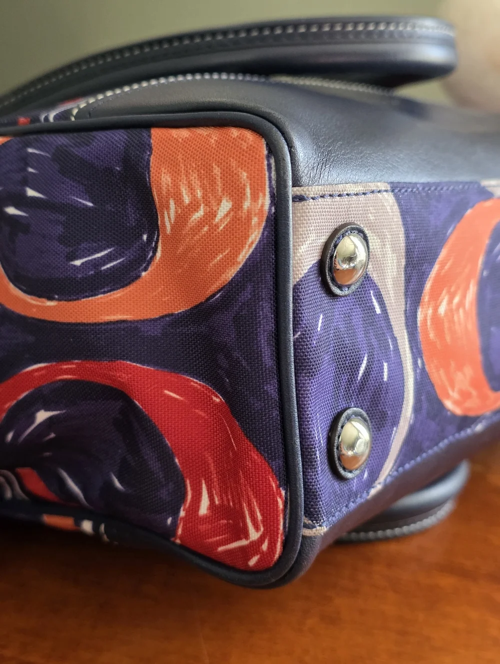 Coach Candace 19951 Legacy Navy Multicolor Leather Carryall Satchel Bag